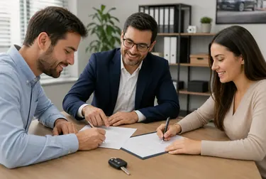 Despachante em Igarassu gerenciando a transferência de um veículo com papéis organizados.